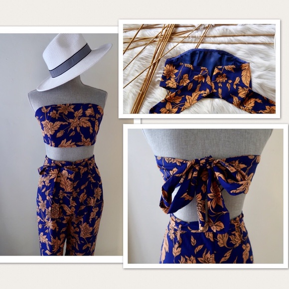 KATIE-Cobalt Blue and Peach/Blush Two-piece Set - Picture 4 of 6